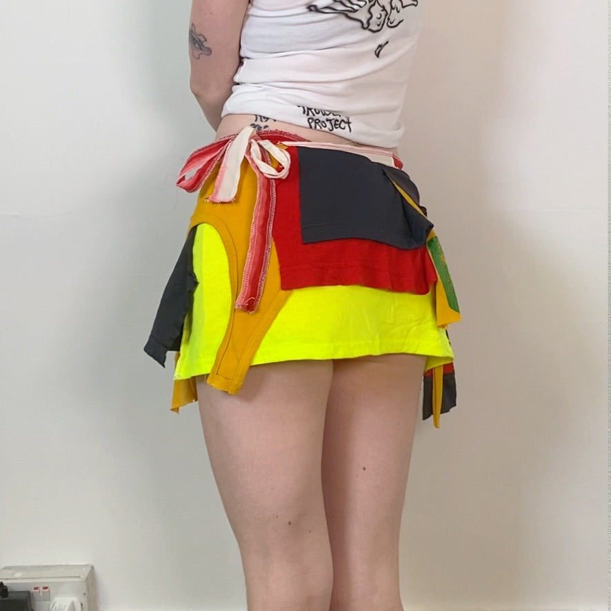Sustainable Wrap Tie Skort – Handmade from Fabric Scraps (S)