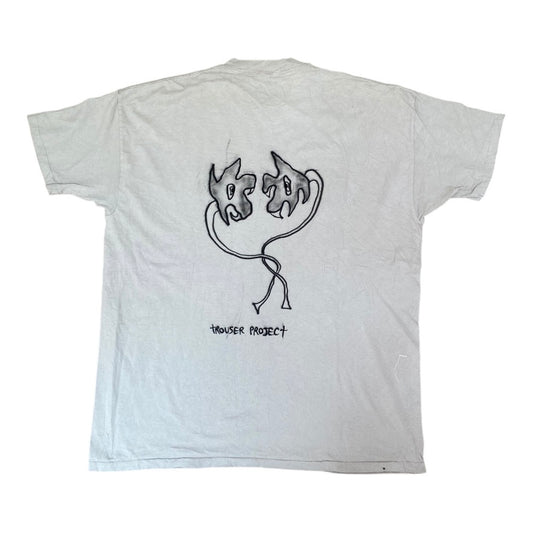Cream Upcycled Pre-Loved T-Shirt – Freehand airbrush designs 1of1 (XXL)