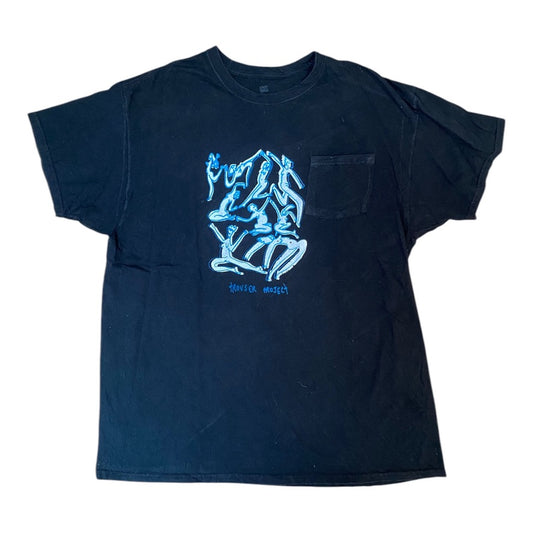 Black Upcycled Pre-Loved T-Shirt – White Screen-print naked ladies 1of1 (L)