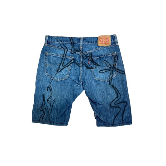 Upcycled Vintage Levi’s Denim Jorts – Reworked & Airbrushed (W34")