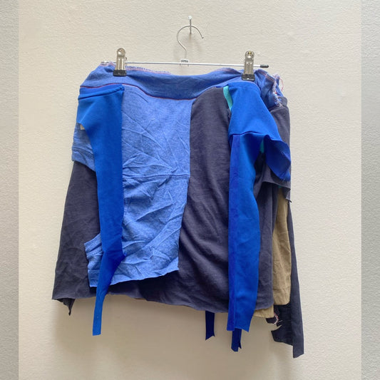 Sustainable Blue Skort – Handmade from Fabric Scraps (L)