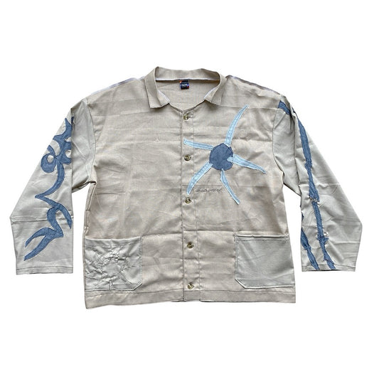 Boxy Work Shirt – Beige Linen, Handmade 1 of 1