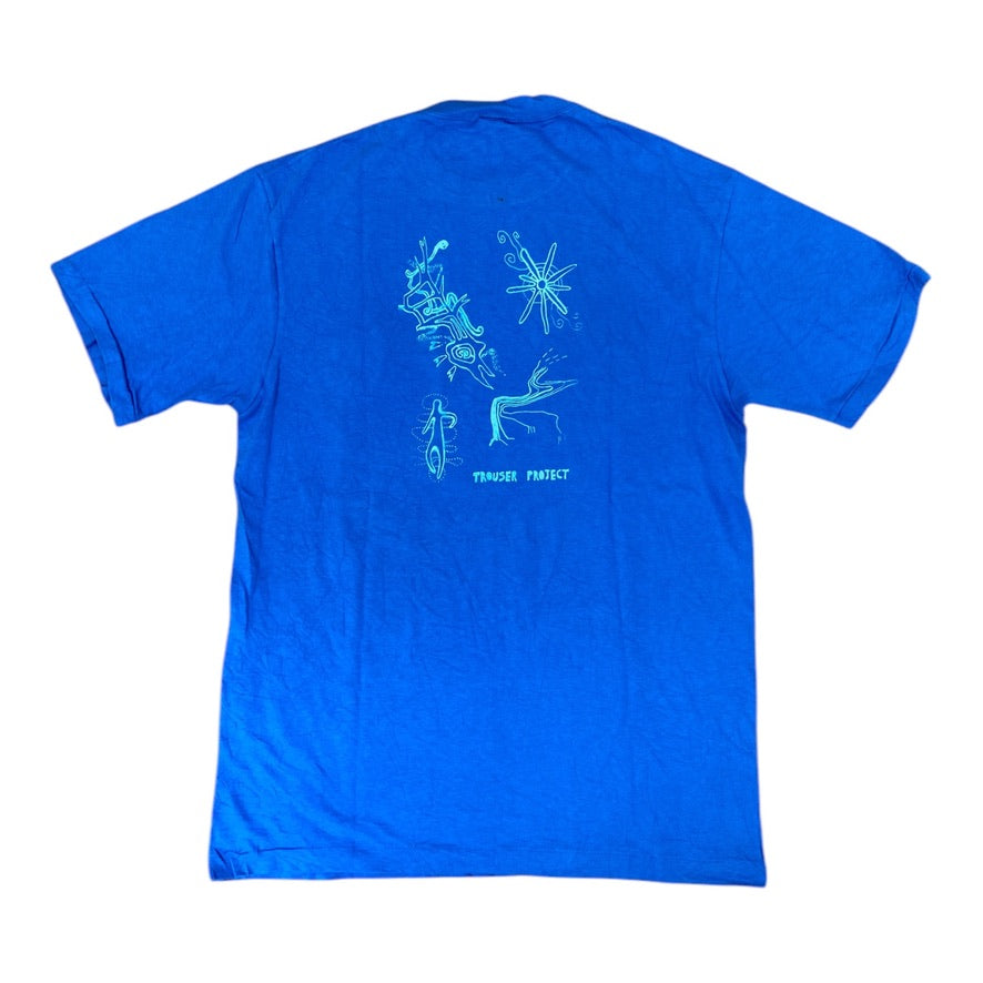 Blue Upcycled Pre-Loved T-Shirt – Screen-print designs 1of1 (L)
