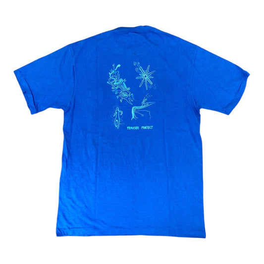 Blue Upcycled Pre-Loved T-Shirt – Screen-print designs 1of1 (L)