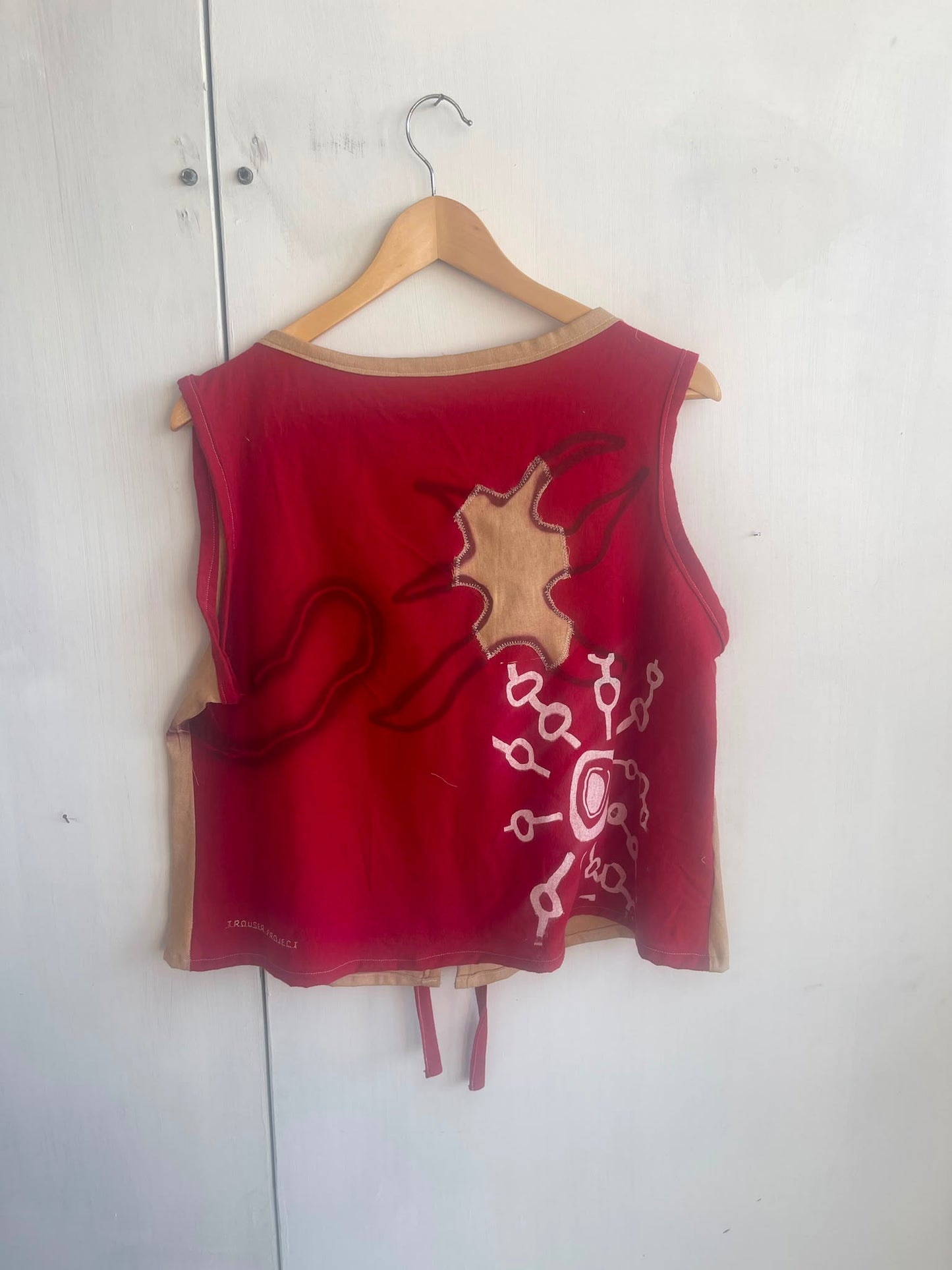Tie up waistcoat reversible top (XL)