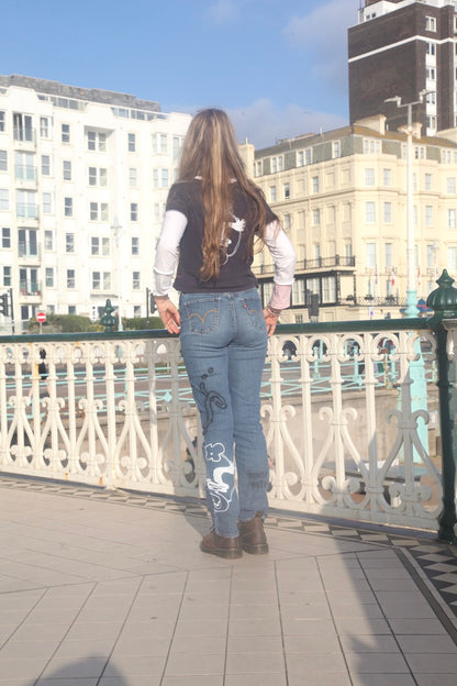 Vintage Hand Printed Levi's Jeans (W28)