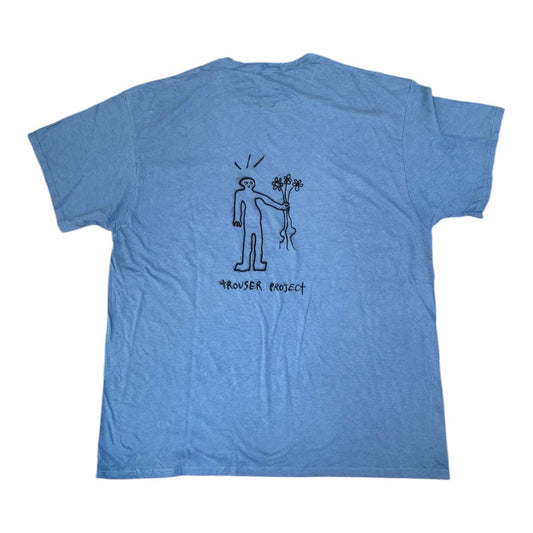 Blue Upcycled Pre-Loved T-Shirt – Freehand airbrush bird & 1of1