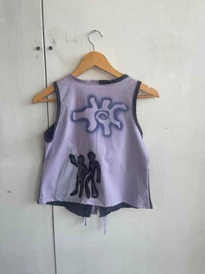 Tie up waistcoat reversible top (S)