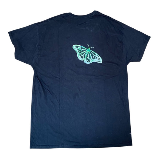 Black Upcycled Pre-Loved T-Shirt – White Graphic 1of1 (L)