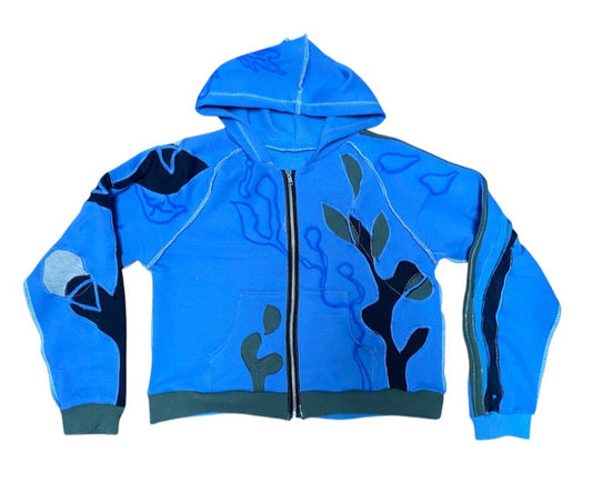 Baby Blue Zip-Up Hoodie – 1 of 1, Handmade from Deadstock Fabric