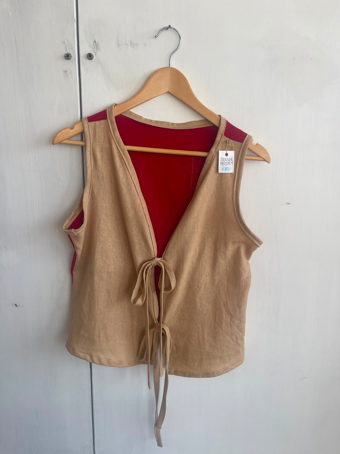 Tie up waistcoat reversible top (XL)