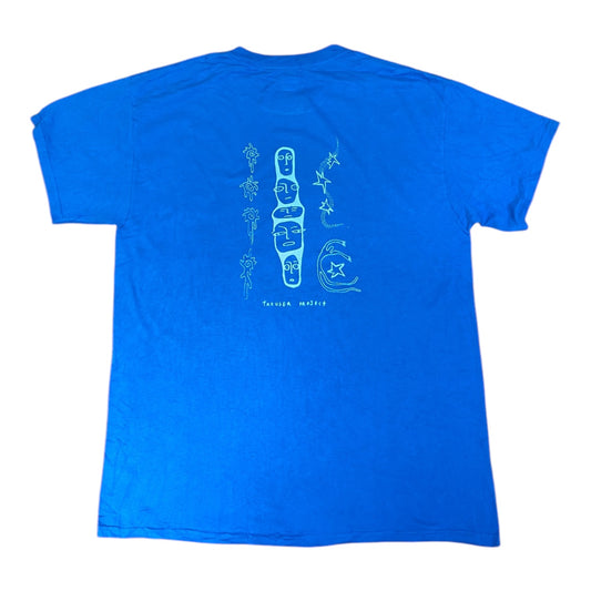 Blue Butterfly Upcycled Pre-Loved T-Shirt – Hand Screenprinted & 1of1