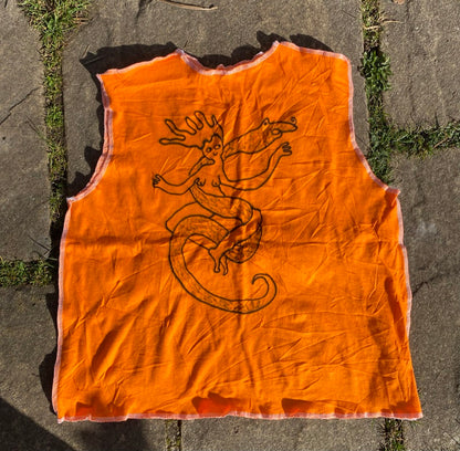 Handmade Reversible Orange Tank Top – Airbrushed 1of1 Design
