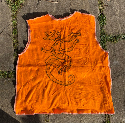 Handmade Reversible Orange Tank Top – Airbrushed 1of1 Design