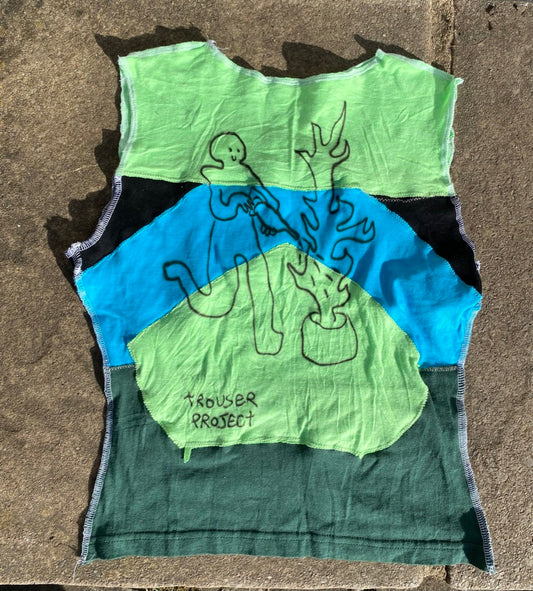 Handmade Reversible Blue Black Green Tank Top – Airbrushed 1of1 Design