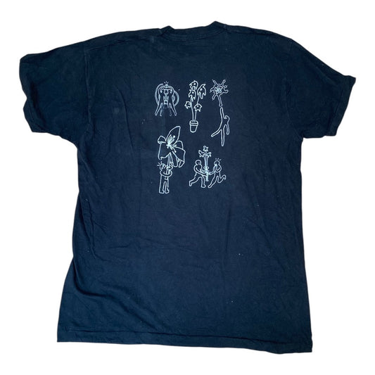 Black Upcycled Pre-Loved T-Shirt – Screenprint butterfly 1of1 (L)