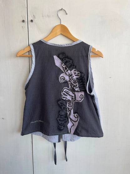 Tie up waistcoat reversible top (M)