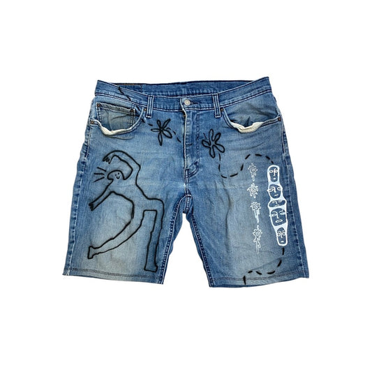 Upcycled Vintage Levi’s Denim Jorts – Reworked & Airbrushed (W36")