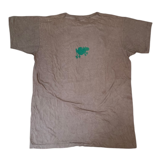 Brown Upcycled Pre-Loved T-Shirt – Cute Frog 1of1 (L)