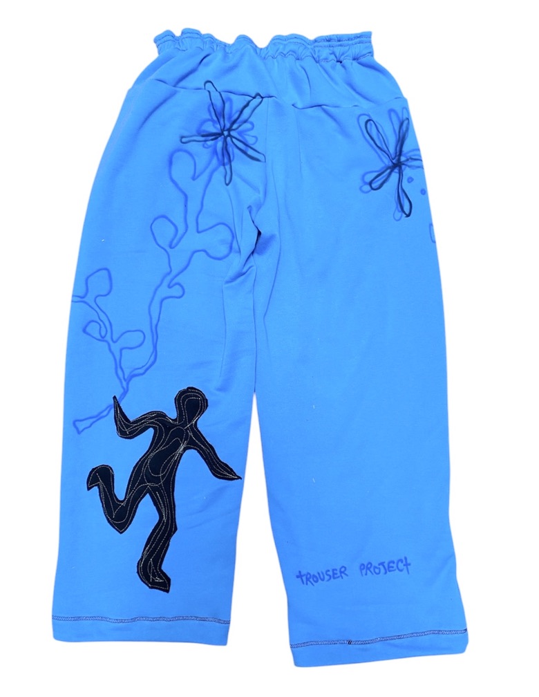 Handmade blue flower trackies