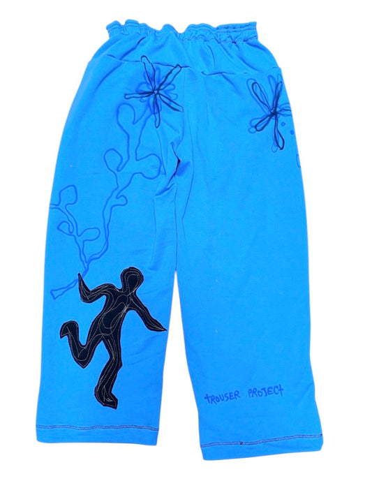 Handmade blue flower trackies