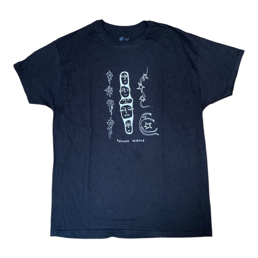 Black Upcycled Pre-Loved T-Shirt – White Graphic 1of1 (L)