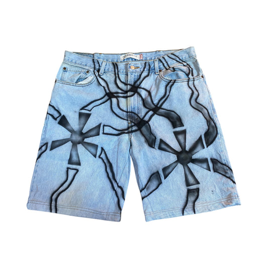 Reworked Levi’s denim shorts with freehand airbrush 1of1 (W38)
