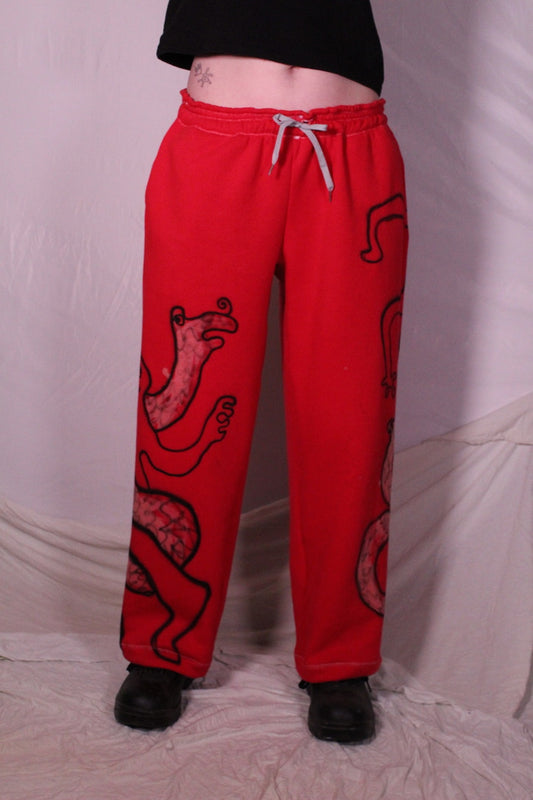 Red Trackies – Deadstock Knit Fleece, 1 of 1 Airbrush Design