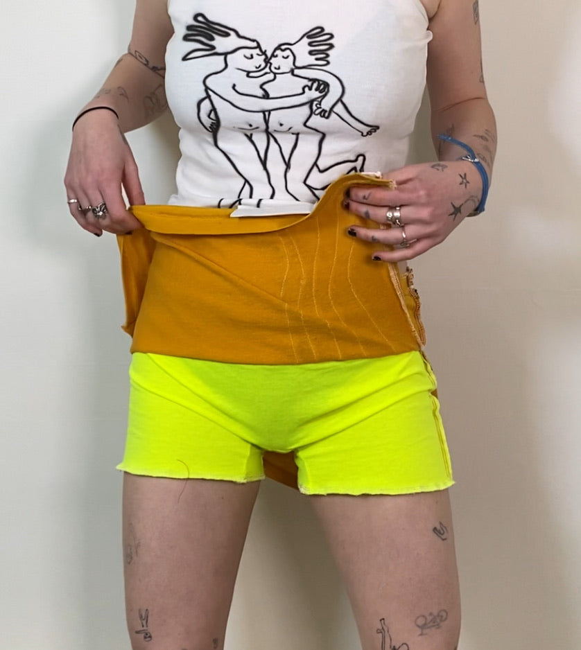 Sustainable Yellow Mini Skort – Handmade from Fabric Scraps (M)