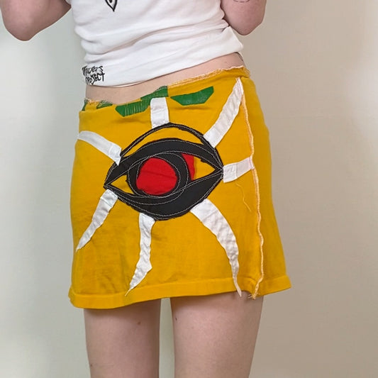 Sustainable Yellow Mini Skort – Handmade from Fabric Scraps (M)