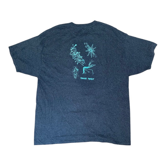 Grey Upcycled Pre-Loved T-Shirt – Screen-print designs 1of1 (XL)