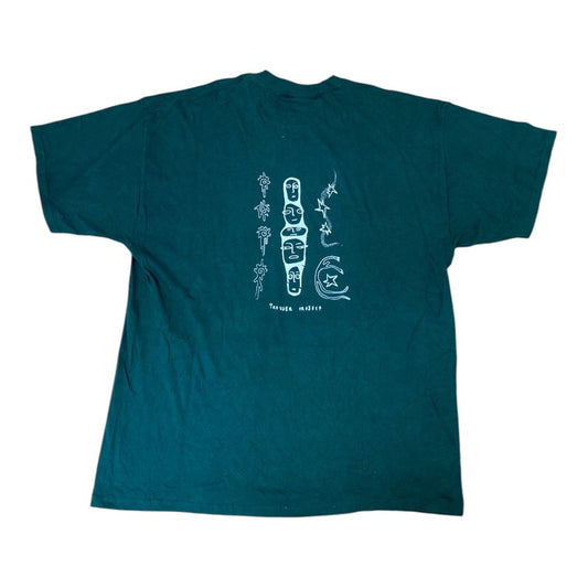 Green Upcycled Pre-Loved T-Shirt – Yellow Butterfly 1of1 (XL)