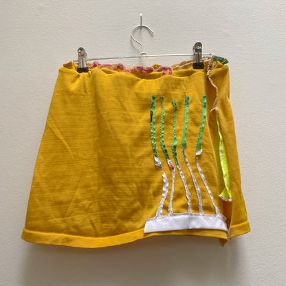 Sustainable Yellow Mini Skort – Handmade from Fabric Scraps (M)