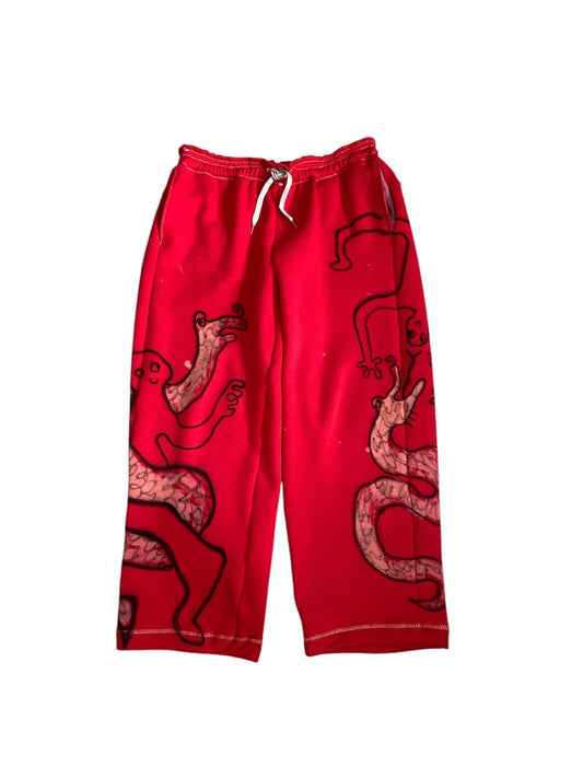Red Trackies – Deadstock Knit Fleece, 1 of 1 Airbrush Design