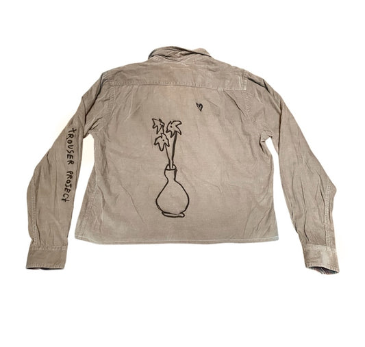 Reworked Vintage Brown Corduroy Shirt - airbrush designs