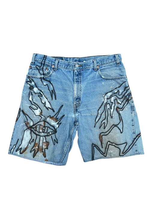 Upcycled Vintage Levi’s Jorts – Reworked & Airbrushed