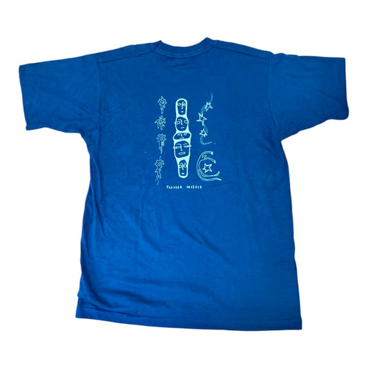 Turquoise Upcycled Pre-Loved T-Shirt – Screenprint butterfly 1of1