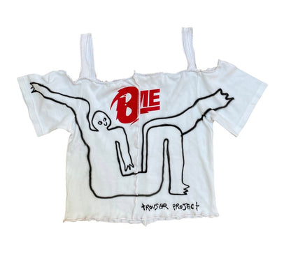 Handmade Cropped Square-Neck Top – Upcycled Cotton, Airbrushed (M)