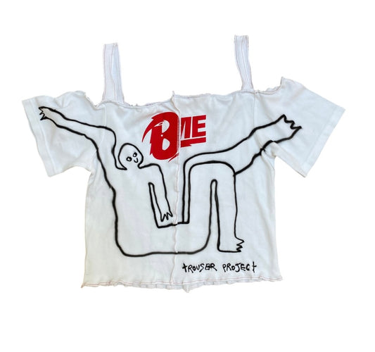 Handmade Cropped Square-Neck Top – Upcycled Cotton, Airbrushed (M)