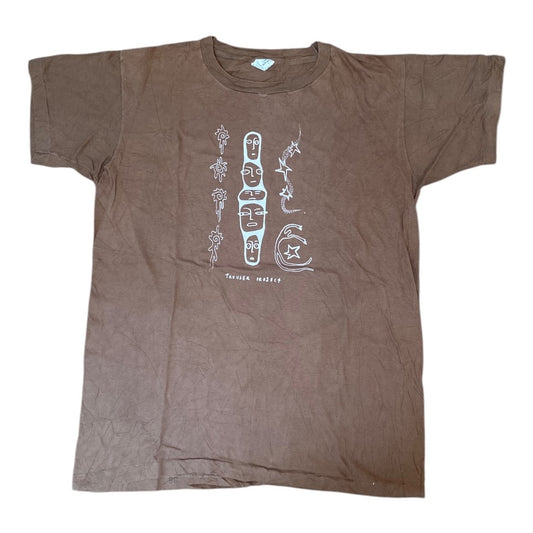 Brown Upcycled Pre-Loved T-Shirt – Cute Frog 1of1 (L)
