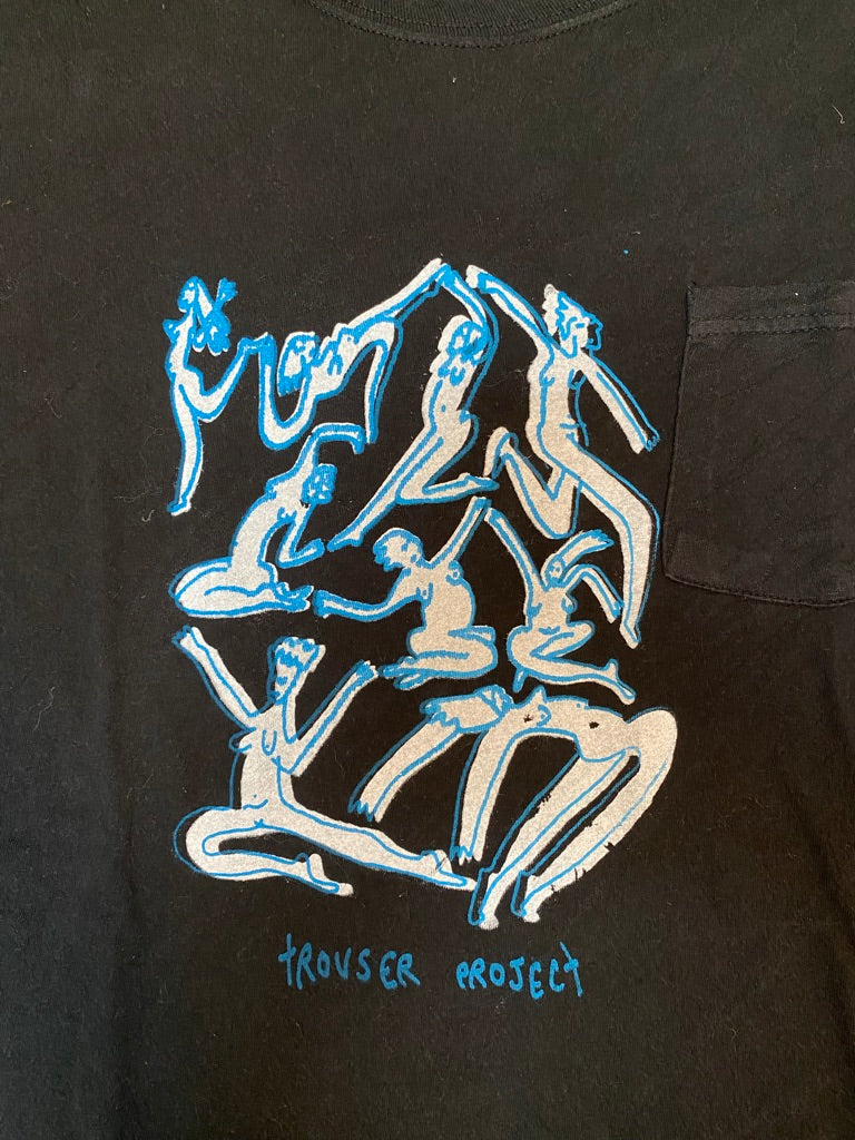 Black Upcycled Pre-Loved T-Shirt – White Screen-print naked ladies 1of1 (L)