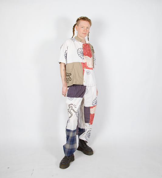 Summer short sleeve patchwork shirt