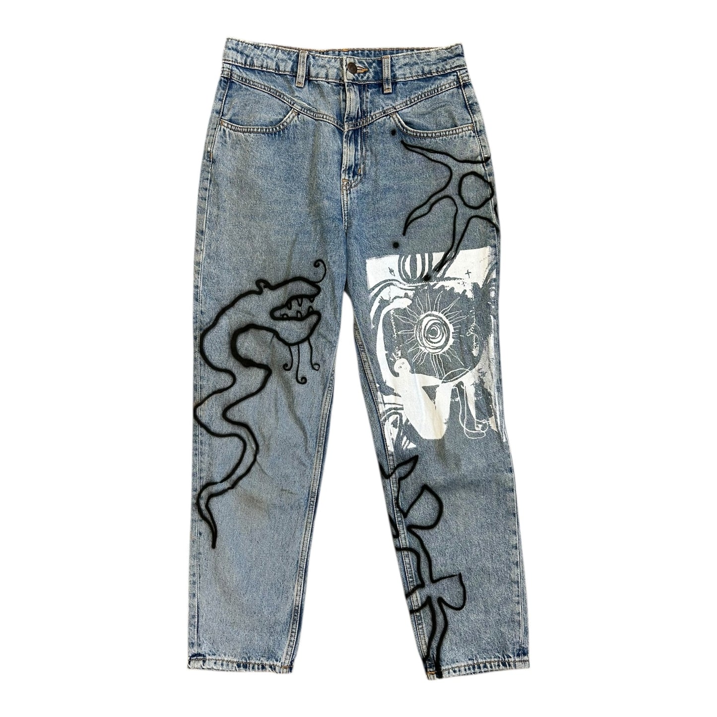 Upcycled Printed Jeans