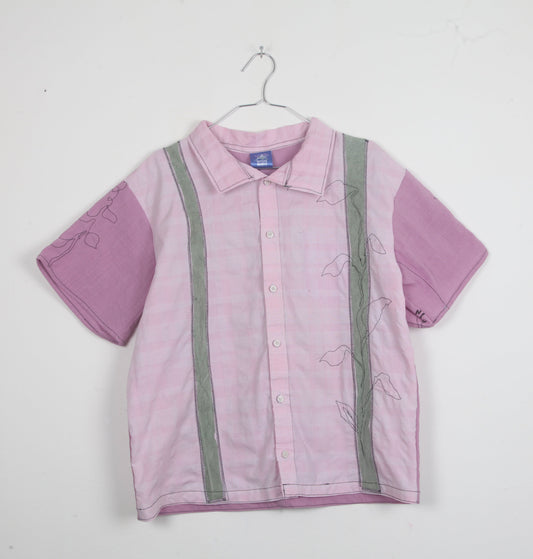 Reworked Embroidered Pink Short Sleeve Shirt