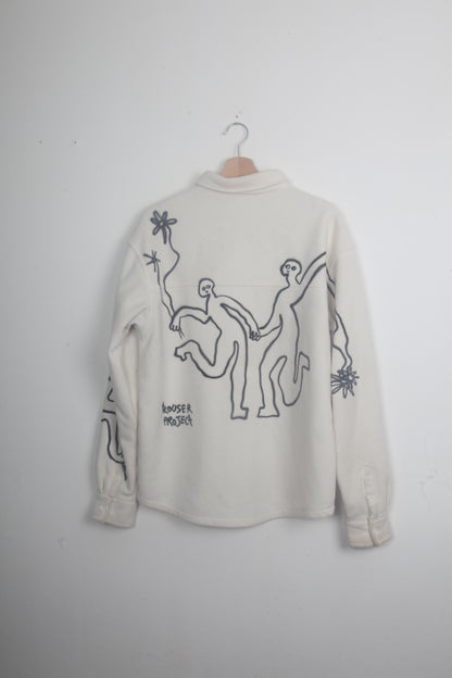 Cream Button Up Fila Upcycled Fleece