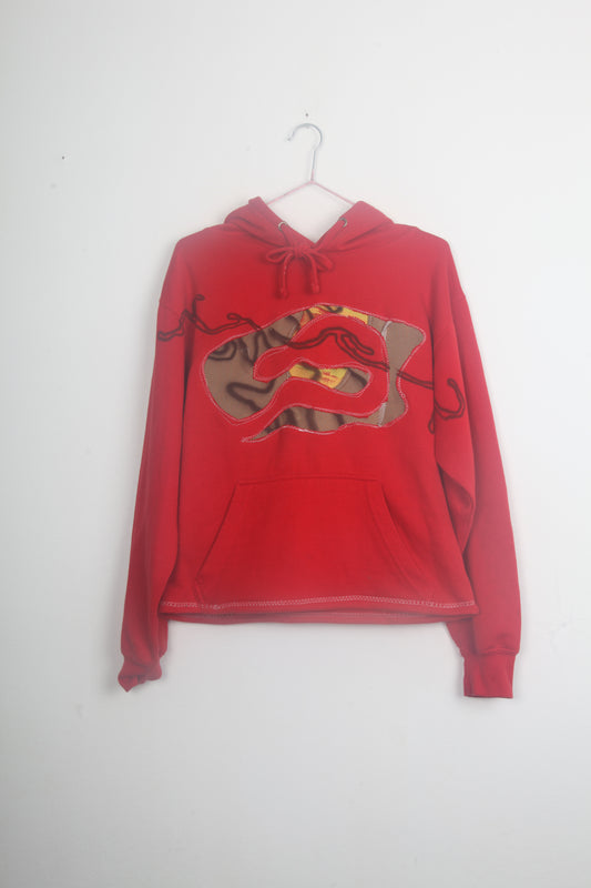 Upcycled Red Hoodie Airbrush Designs