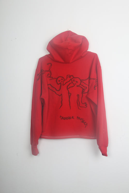 Upcycled Red Hoodie Airbrush Designs