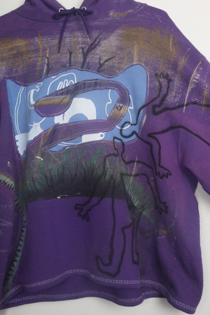 Upcycled Champion Purple Hoodie Printed Designs