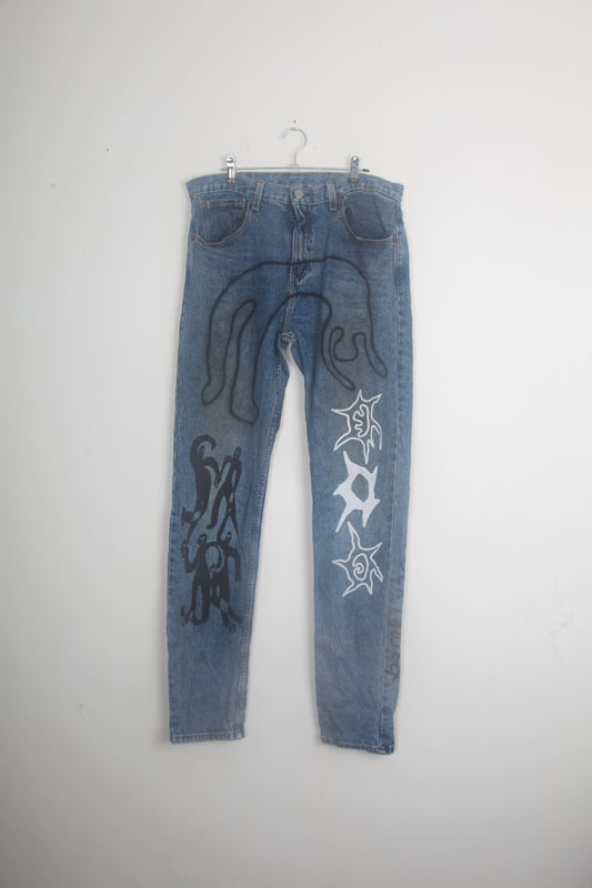 Vintage Hand Printed Levi's Jeans (W32)