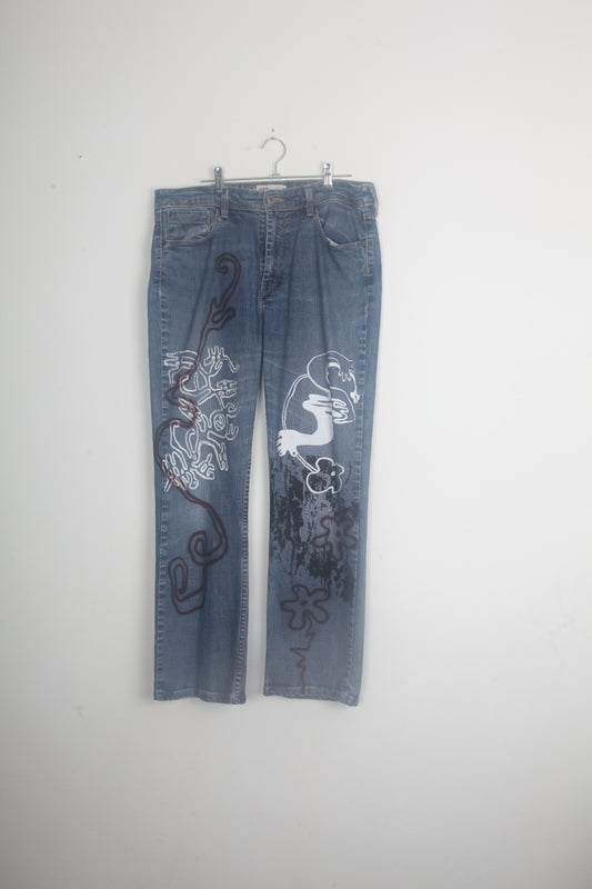 Vintage Hand Printed Levi's Jeans (W34)
